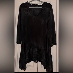 CHAN LUU Black Eyelet Chiffon Blouse Tunic S